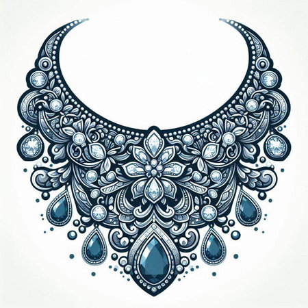 Necklace with ornament in ethnic style. Hand drawn vector illustration.のイラスト素材