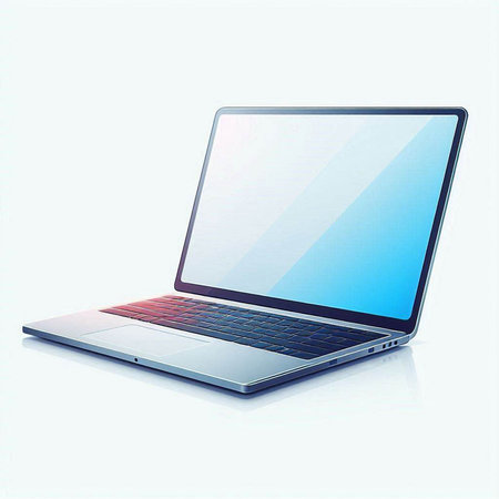 Laptop computer with blank screen isolated on white background. Vector illustration.のイラスト素材