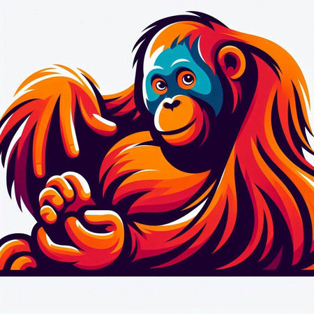 Orangutan mascot. Vector illustration for t-shirt design.