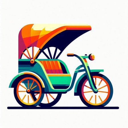 Vintage tricycle on a white background. Vector illustration of a tricycle.のイラスト素材