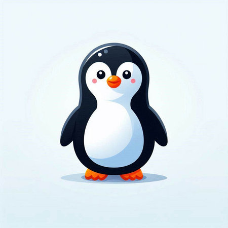 Cute penguin on blue background. Vector illustration. EPS 10のイラスト素材