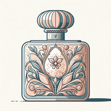 Perfume bottle with floral ornament. Vector illustration in vintage style.のイラスト素材