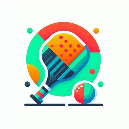 Table tennis vector icon. Racket and ball colorful flat design. Vector illustration.のイラスト素材