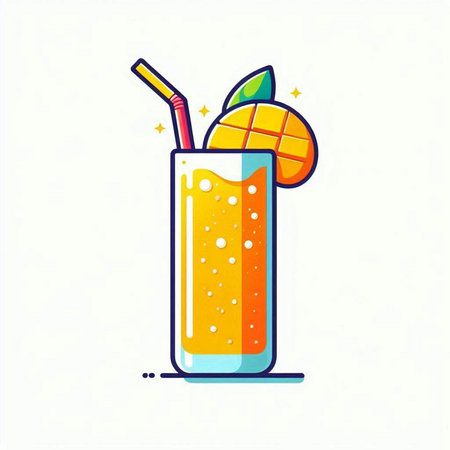 Cocktail with pineapple and straw. Vector illustration in flat styleのイラスト素材
