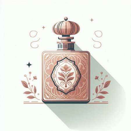 Perfume bottle with floral pattern. Vector illustration in vintage style.のイラスト素材
