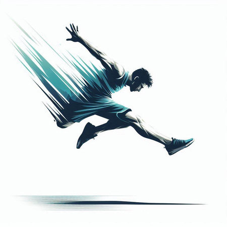 Silhouette of a man jumping in the air, vector illustrationのイラスト素材