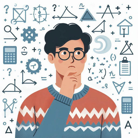 Portrait of a man in a sweater and glasses. Vector illustration.のイラスト素材