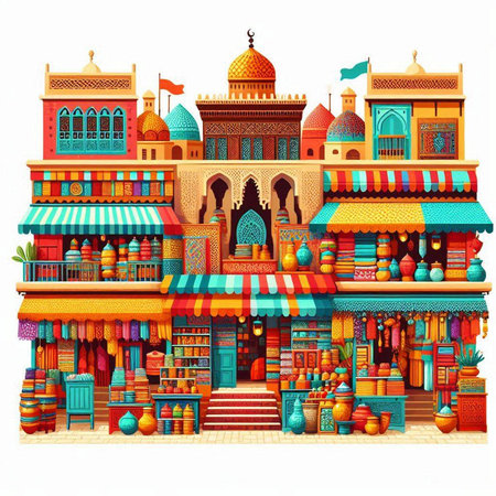 illustration of a mosque in Jaipur, Rajasthan, Indiaのイラスト素材