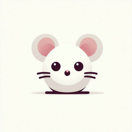 Cute white mouse. Cute cartoon character. Vector illustration.のイラスト素材