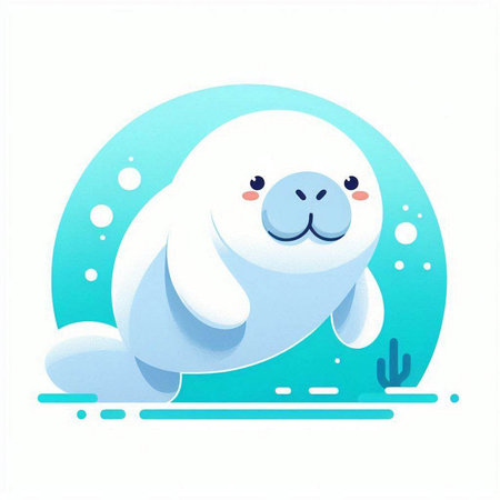 Cute white polar bear on a blue background. Vector illustration.のイラスト素材