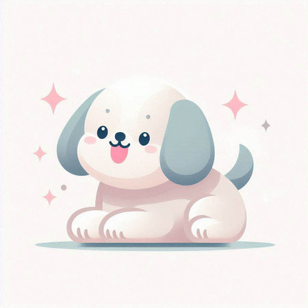 Cute cartoon dog in pastel colors. Vector illustration for children.のイラスト素材