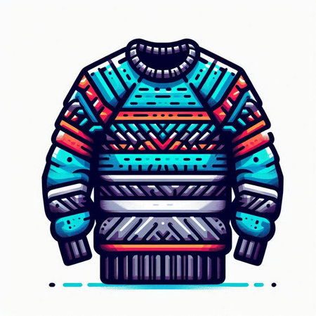 Vector illustration of winter sweater. Colorful hand drawn sweater isolated on white background.のイラスト素材
