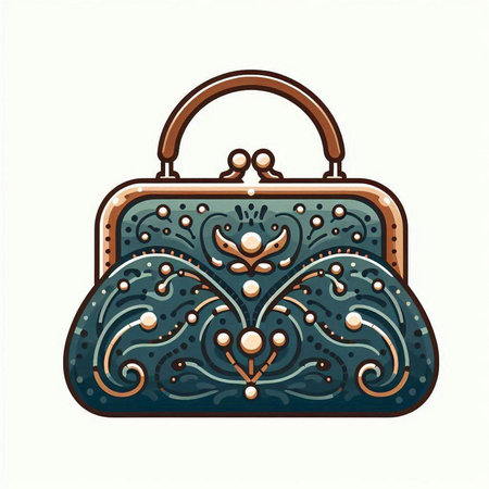 Handbag with ornament. Vector illustration in retro style isolated on white background.のイラスト素材