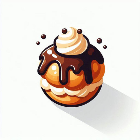 Illustration of a cake with chocolate and cream on a white backgroundのイラスト素材