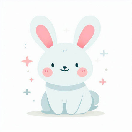 Cute cartoon rabbit on a white background. Vector illustration in a flat style.のイラスト素材