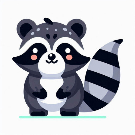 Cute cartoon raccoon. Vector illustration isolated on white background.のイラスト素材