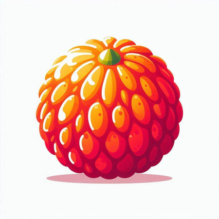 Illustration of a ripe red kiwano on a white background