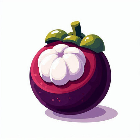 Mangosteen vector illustration. Isolated on white background.のイラスト素材