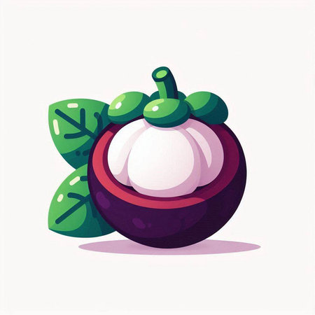 Mangosteen fruit vector illustration. Exotic tropical fruit.のイラスト素材