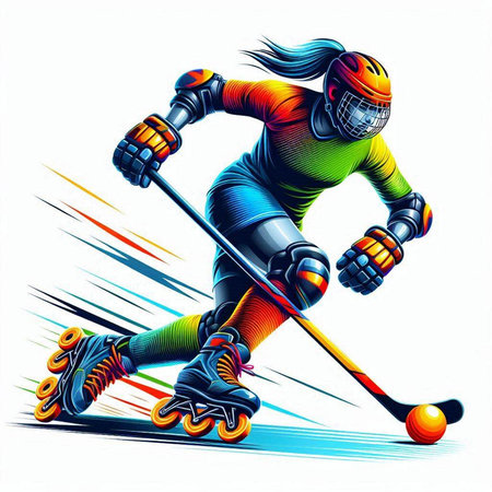 Hockey player. Vector illustration of a hockey player in action.のイラスト素材