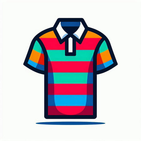Colorful striped polo shirt isolated on white background. Vector illustration.のイラスト素材