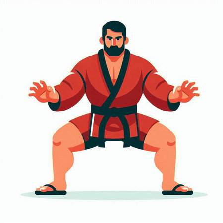 Karate man in kimono vector illustration. Karate fighter.のイラスト素材
