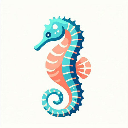 Seahorse isolated on the white background. Hand drawn vector illustration.のイラスト素材