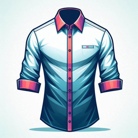Illustration of a man's shirt in blue and pink colors.のイラスト素材