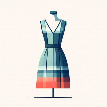 Fashionable dress on a mannequin. Vector illustration.のイラスト素材