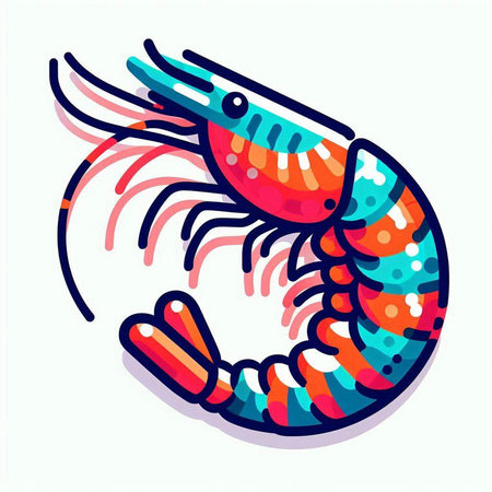 Shrimp. Vector illustration. Isolated on a white background.のイラスト素材