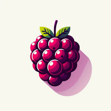 Raspberry vector icon. Illustration of berry with leaf.のイラスト素材