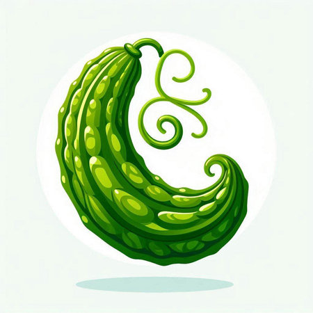 Illustration of a bitter gourd on a white background.のイラスト素材