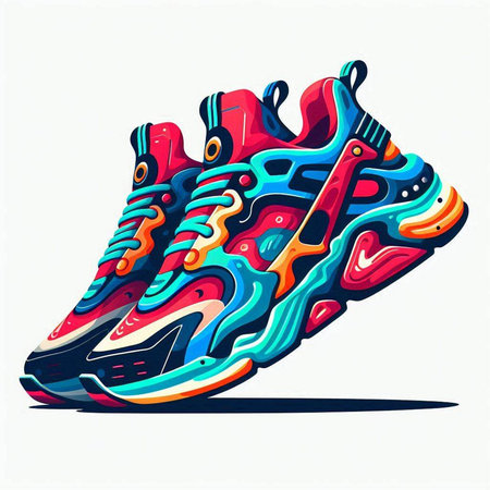 Colorful sneakers on a white background. Vector illustration. Eps 10のイラスト素材