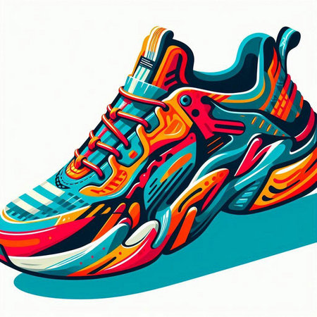 Sneakers. Vector illustration of sport shoes. Colorful sneaker.のイラスト素材