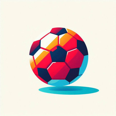 Illustration of a soccer ball on a white background with shadow.のイラスト素材