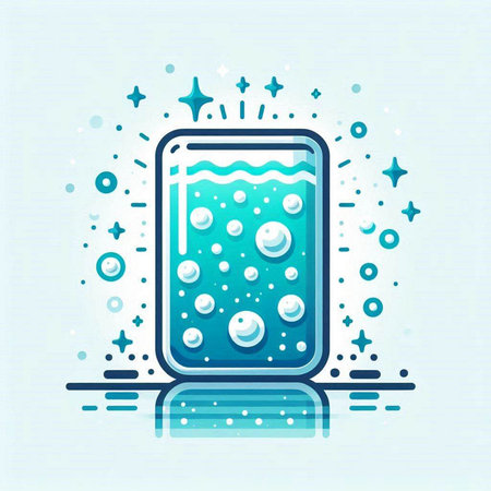Glass of water with bubbles and bubbles. Vector illustration in flat style.のイラスト素材
