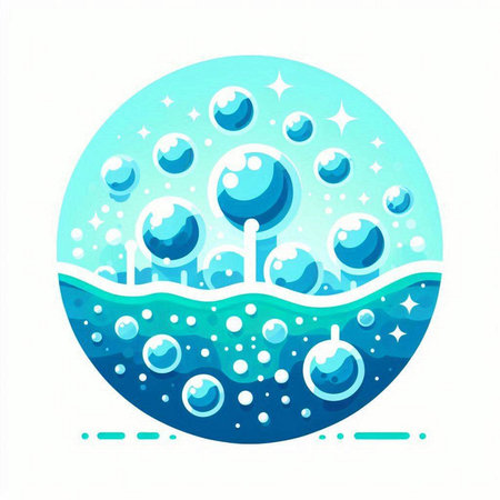 Water drops in the water. Water drops in the water. Vector illustration.のイラスト素材