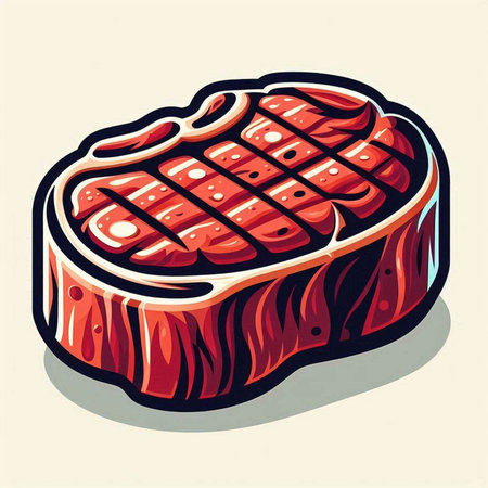 Illustration of a piece of beef meat on a white background.のイラスト素材