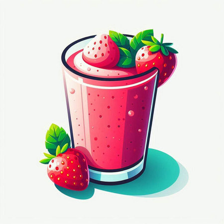 Strawberry milkshake in a glass. Vector illustration.のイラスト素材