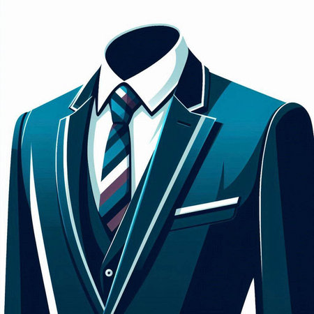 Vector illustration of a man's suit with necktie and tie.のイラスト素材