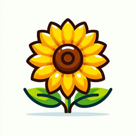 Sunflower icon isolated on white background. Flat style vector illustration.のイラスト素材