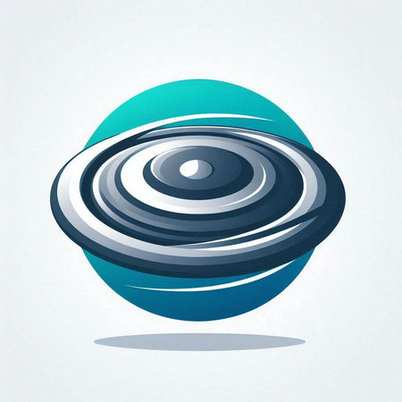 3D planet icon. Vector illustration. Blue and white colors.のイラスト素材