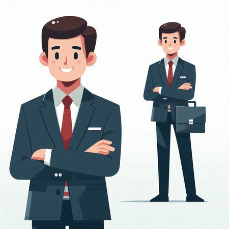 Businessman and manager vector illustration. Cartoon businessman and manager character.のイラスト素材