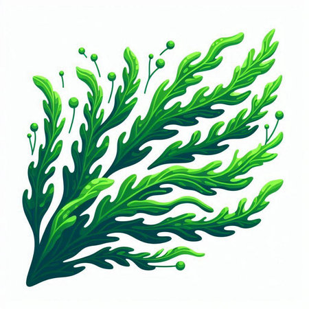 Green seaweed isolated on white background. Vector illustration for your designのイラスト素材