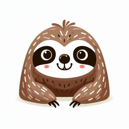Cute cartoon sloth. Vector illustration isolated on white background.のイラスト素材