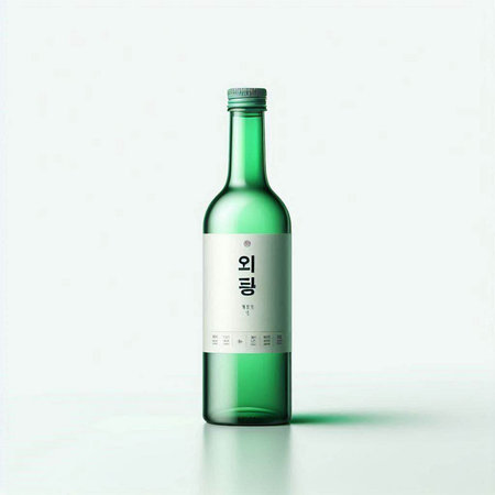 3D render of a green wine bottle on a white background.のイラスト素材
