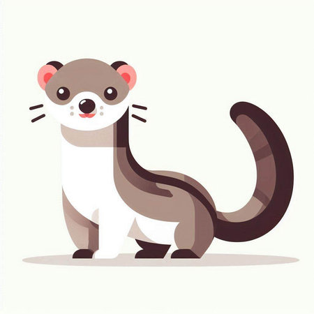 Cute ferret cartoon vector illustration. Cute animal character.のイラスト素材