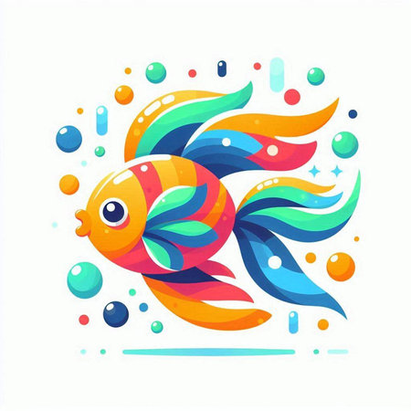 Colorful cartoon goldfish. Vector illustration isolated on white background.のイラスト素材