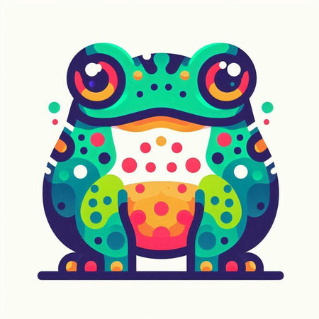 Frog. Colorful vector illustration in flat style. Isolated on white background.のイラスト素材
