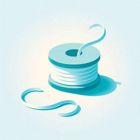 Illustration of a coil of twine on a light blue backgroundのイラスト素材